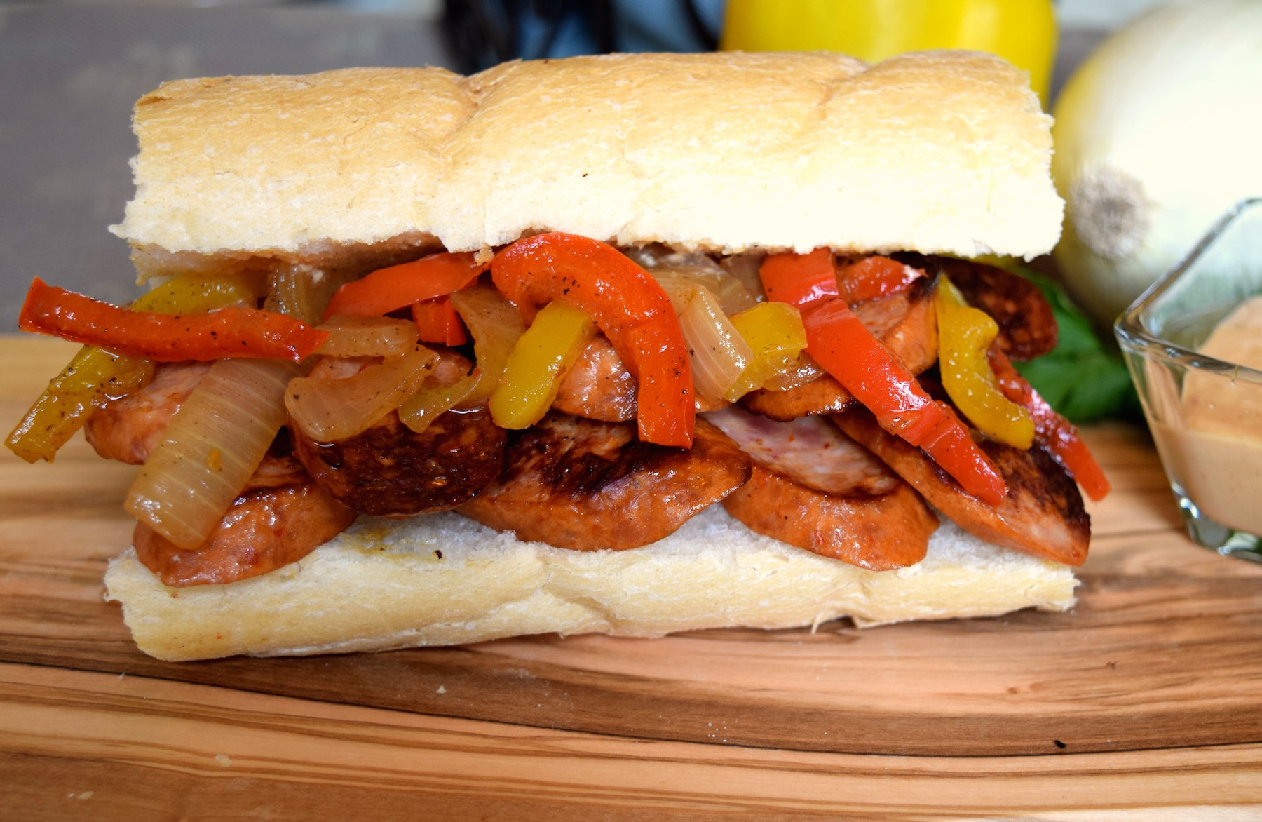 Sausage with Roasted Peppers Poboy Manda Fine Meats